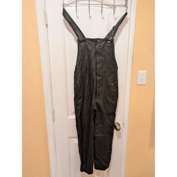 Free People Faux Leather Overalls Jumpsuit Black Size 4 - Image 3