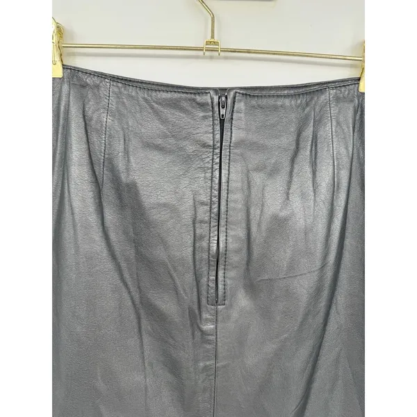 VTG 80’s Wilsons Leather Mini Skirt Womens 12 Black Goth Grunge Moto Punk Biker - Image 4