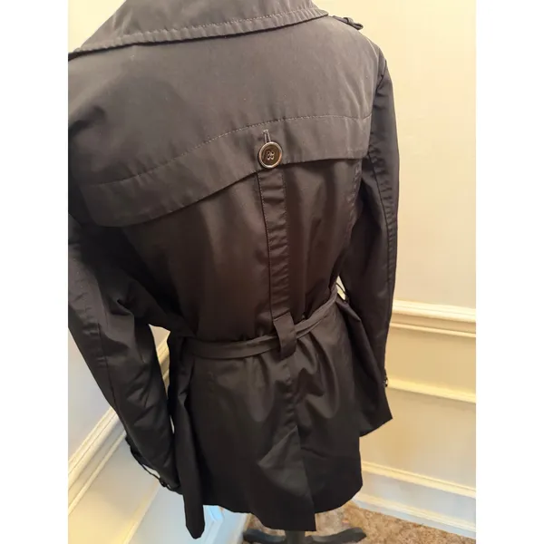 Weather Tamer Black Button-Front Trench Coat Jacket w Tie Waist Silver Utility - Image 7