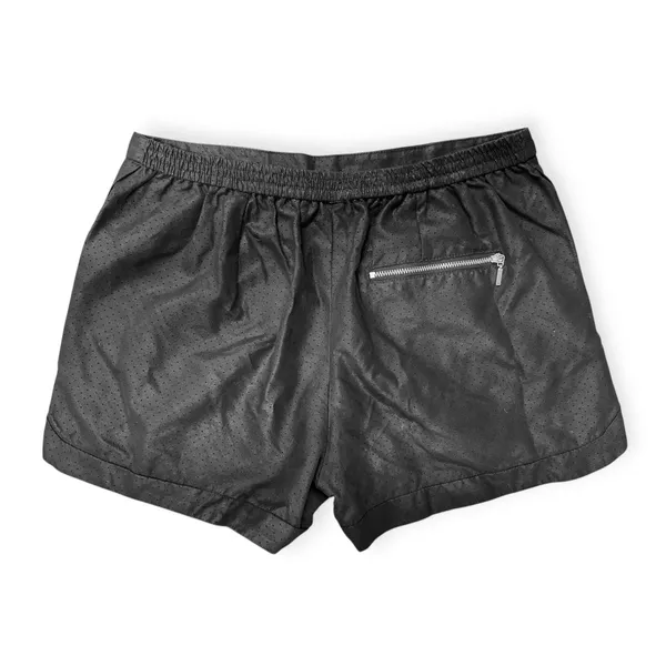ZARA | S | Black Perforated Faux Leather Elastic Waist Pull-On Short Shorts - Image 4