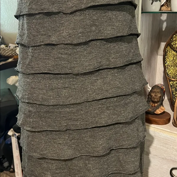 Max studio tiered dress gray women’s size L long - Image 8