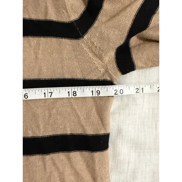 La Ligne Cardigan Women Size S Tan Black Striped Linen Cropped V-Neck - Image 9