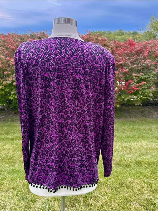 MSK Open Front Vintage Cardigan Evening Jacket Purple Size undefined - Image 5