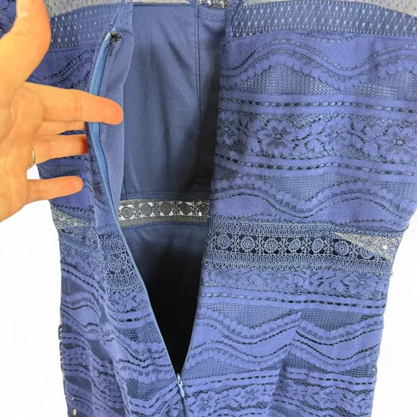 Francesca's Navy Blue‎ Lace Mesh Sheer Yoke Mini Dress NWT Size Large - Image 7