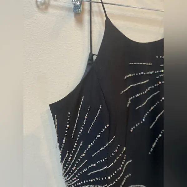 Vintage 90s May Queen Black Sequin Maxi Dress Formal Prom Evening Size 8 - Image 5