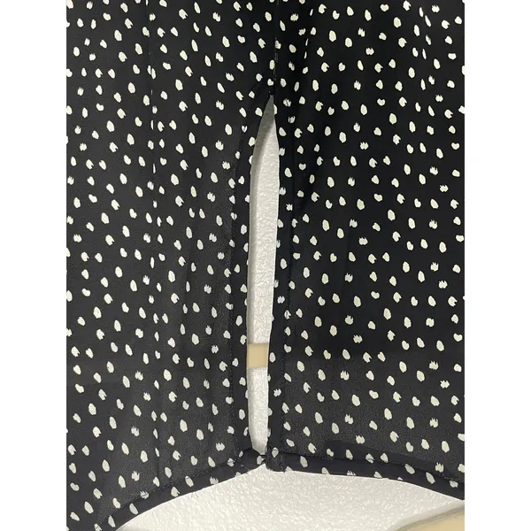 Abercrombie Black Polka Dot Faux Wrap Dress Button Front S - Image 9