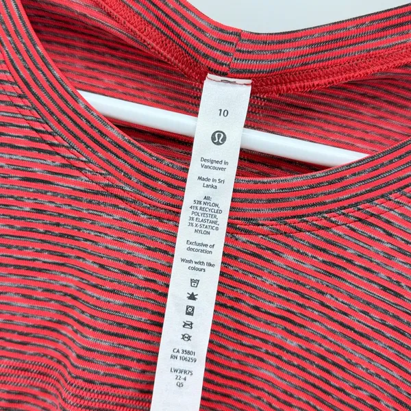 Lululemon Swiftly Tech Long Sleeve Shirt 2.0 Race Length Red Black Stripe 10 - Image 4