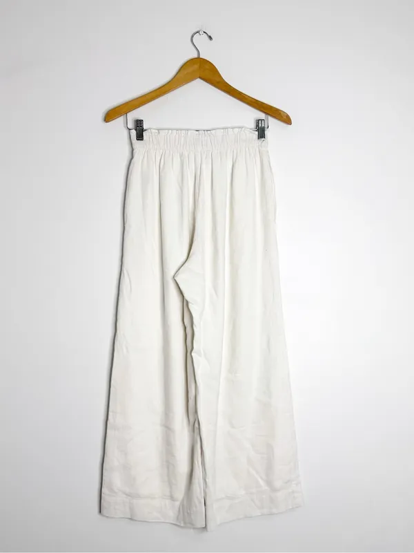 Abercrombie & Fitch White Linen Blend Pull On Wide Leg Pants Size Small - Image 5