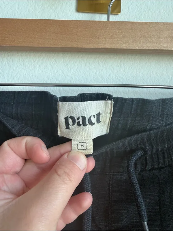 PACT Organic Cotton Hemp Cargo Wide Leg Pants Black Size Medium - Image 9