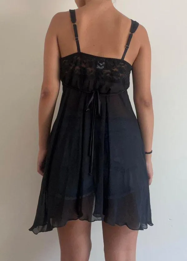 Linea Donatella Black Embellished Y2K Slip Dress Lingerie - Image 2