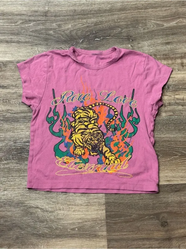 Urban Outfitters Pure Love Tiger Baby Tee In Pink Women’s Large - Image 2