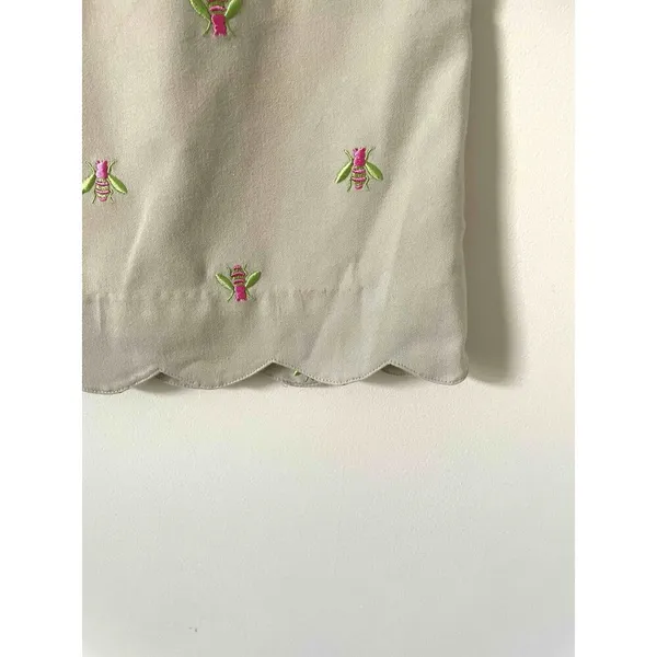 Lilly Pulitzer Vintage Scallop Bumble Bee Embroidered Skirt Tan Green Pink Sz 2 - Image 3