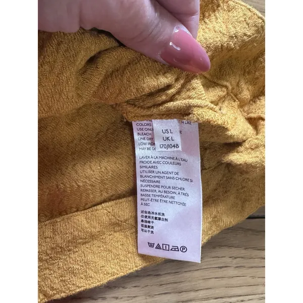 Free People Bonnie Ruffle Square Neck Peasant Top Women Sz Large Buttery Yellow - Image 6