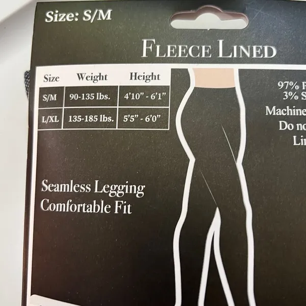 Fleece Lined Denim‎ Effect Leggings nwt Blue - Image 4