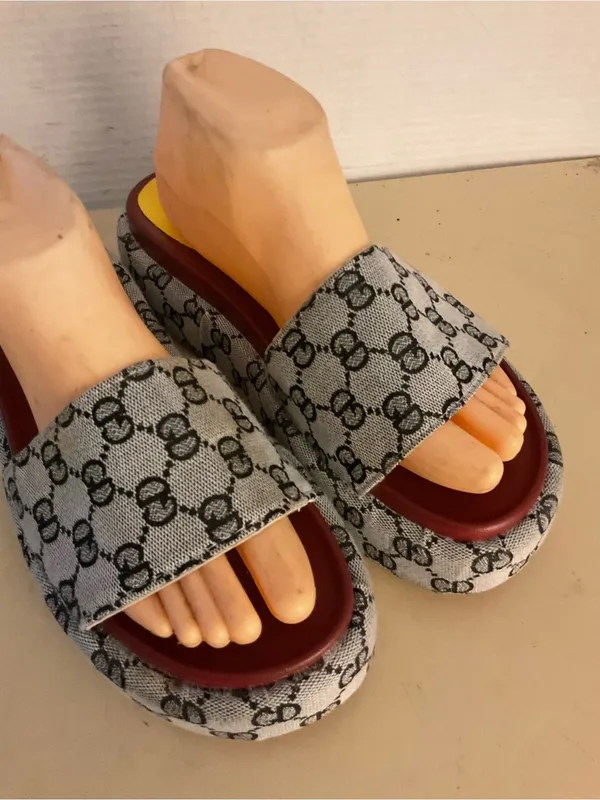 Fashion women canvas platform monogram slide sandals US 10 - Image 4
