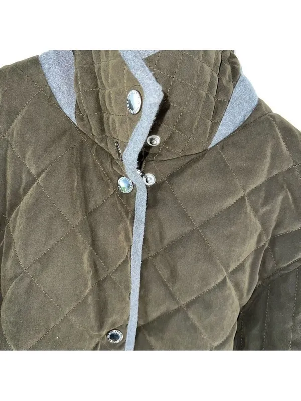 Nautica Olive Green Zip Up Jacket Polyester Lining With Buttons Size Small - Image 2