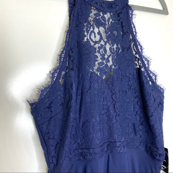 Lulu’s Dance All Evening Navy Lace Halter Neck Maxi Evening Gown L - Image 2