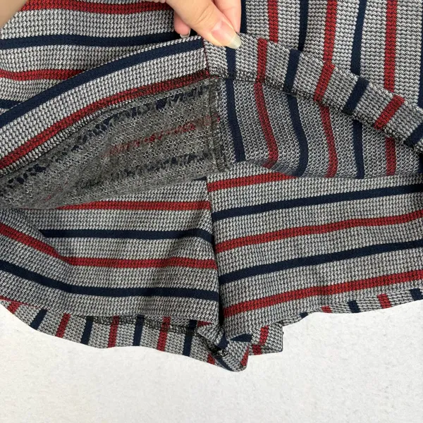 ZARA Trafaluc Striped Micro Skort Women's XS Red Blue Mini Pockets Preppy Chic - Image 10
