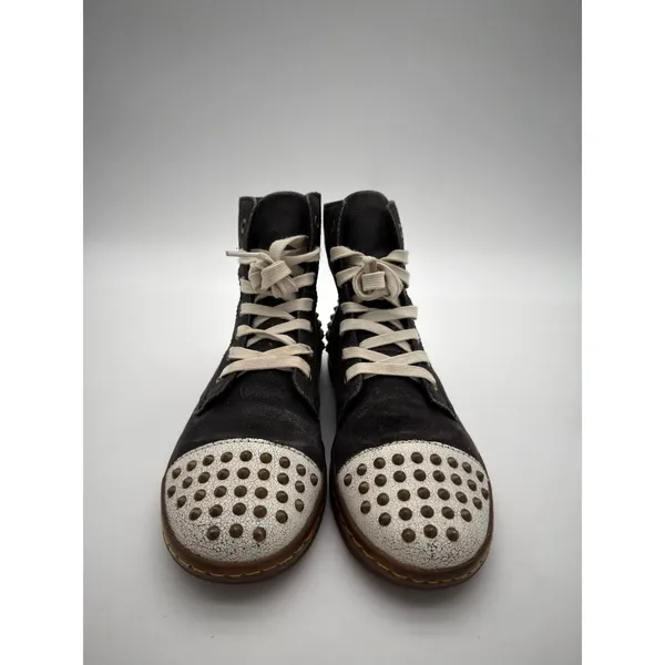 Dr Martens Hackstud Studded Canvas Black Spike Grunge Crackle Boots UK6 EU39 US8 - Image 4