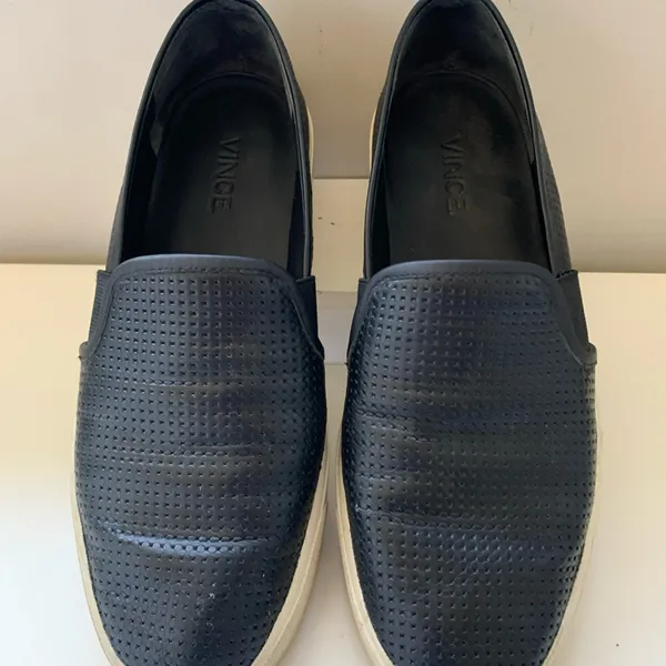 Vince size 6 Blair black perforated leather slip on loafer shoes - Image 2