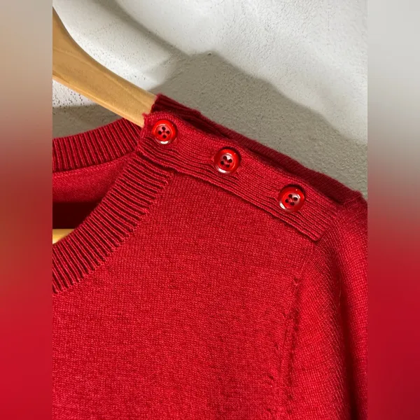 Talbots Red Navy Stripe Lambswool Blend Sweater Size‎ Large - Image 4