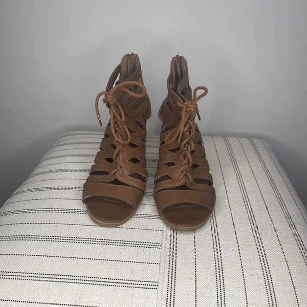 Forever 21-Brown Lace Up Heels - Image 2