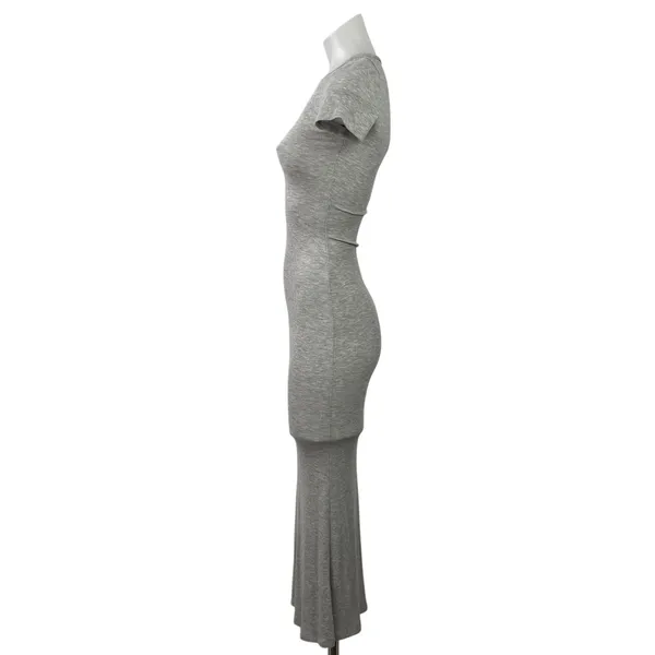 Aritzia The Group Babaton Heather Gray Short Sleeve Knit Maxi Bodycon Dress XS - Image 2