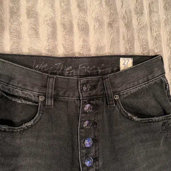 We The Free‎ Free People High Rise Button Fly Distressed Straight Leg Jeans 27 - Image 4