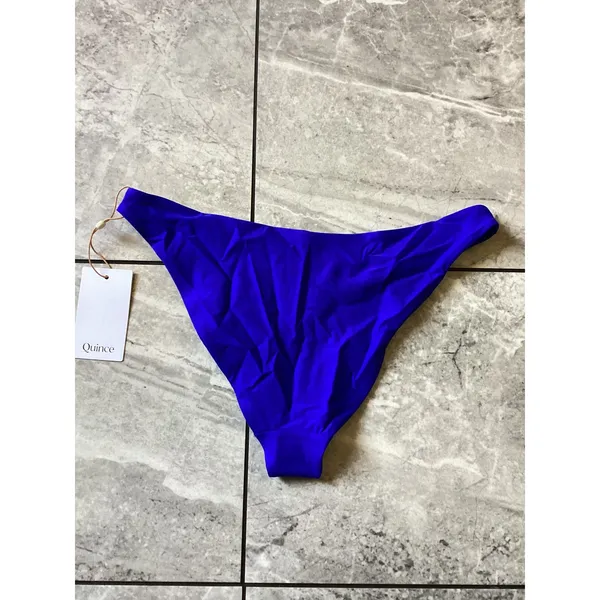Quince Italian Low-Rise Bikini Bottom Electric Blue Swimwear ATG001 Size M NEW - Image 2