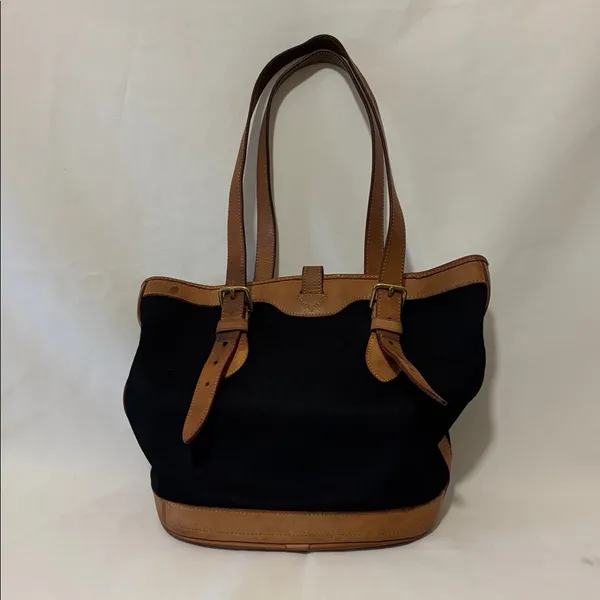 Dooney & Bourke Cabriolet Bucket Shoulder Bag Black w/ Brown Leather Trim - Image 2