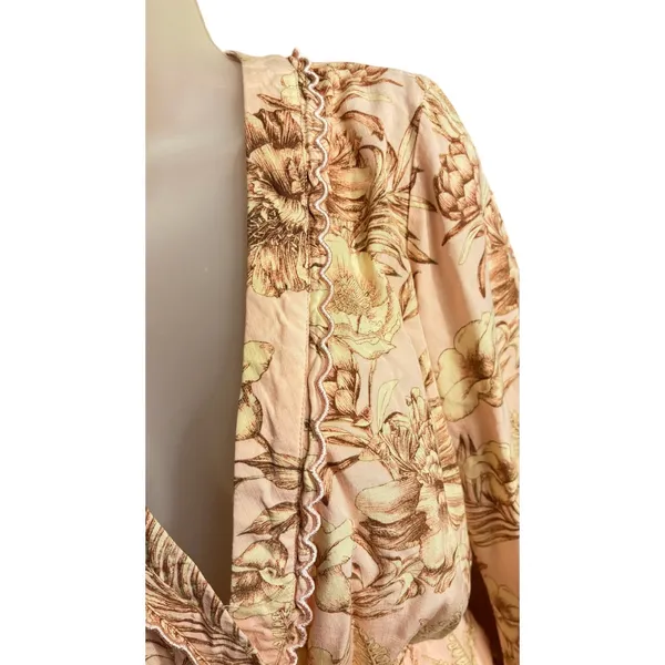 Agua Bendita peach floral long sleeve shorts cotton jumper skipper suit - Image 2
