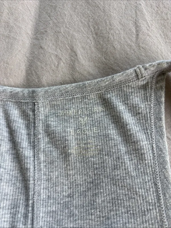 American Eagle Grey Ribbed Tank Top - Image 3