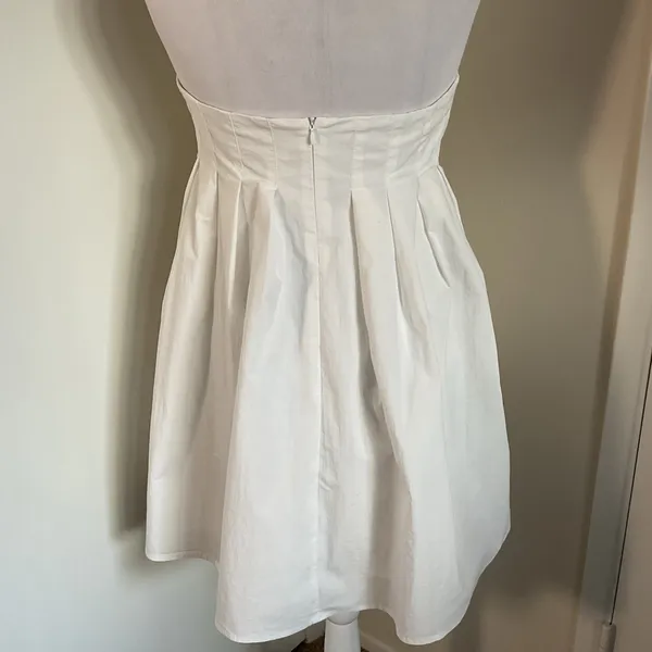 Commense White Strapless Mini Dress Large L Cotton Blend Structured Minimalist - Image 7