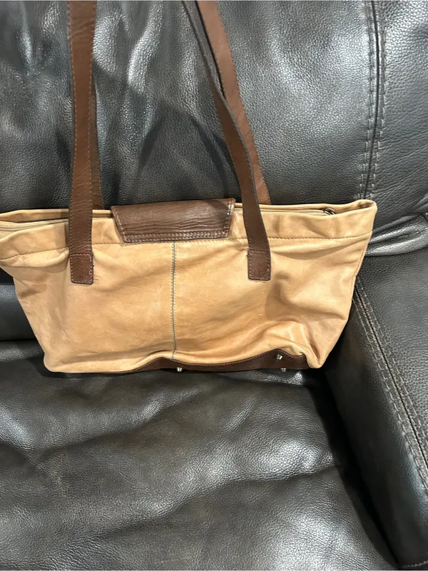 Valentina Brown Leather Interior Tote Tan - Image 4