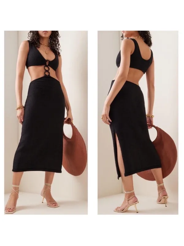 Cult Gaia Mert Knit Cutout Midi‎ Dress Black Medium EUC - Image 2