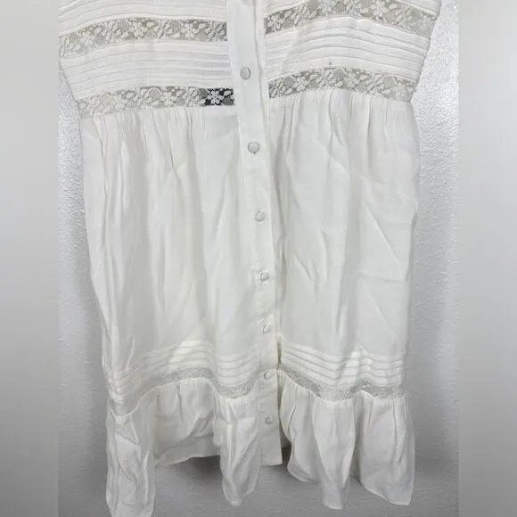 Storia NWT‎ White Lace Buttons Mini Babydoll Dress Women's Small - Image 4