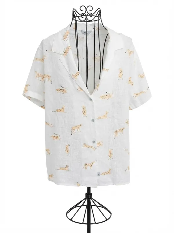 Rails White Short-Sleeve Button-Down Shirt with Leopard Motif - Image 5