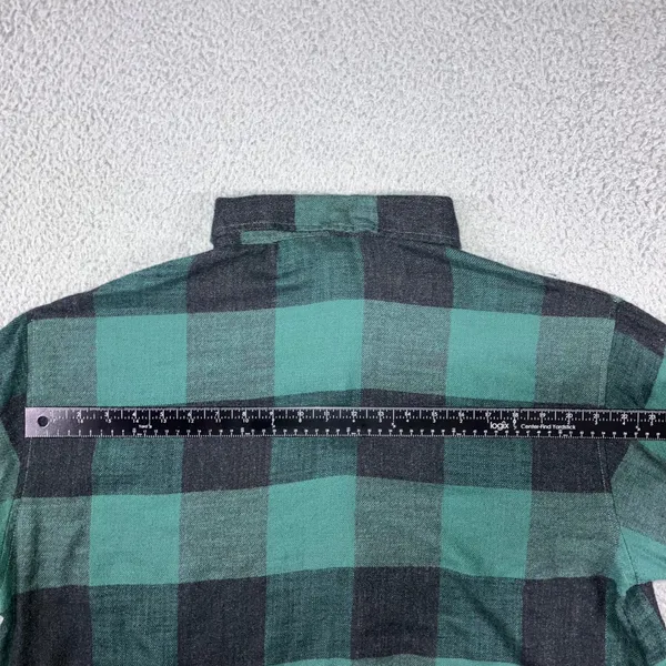 American Eagle Button Up Shirt Women XL Green Buffalo Plaid Peplum L/S Boho Chic - Image 8