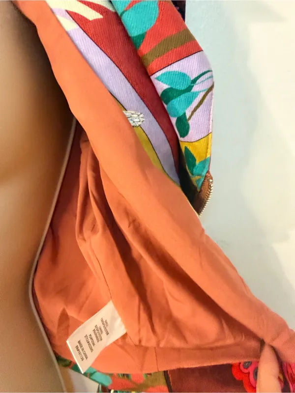RIVIR Cropped Moto Jacket Size S NWT Tropical Jungle Print Zip - Image 6