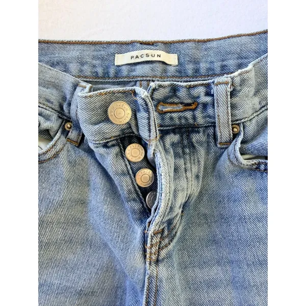 PacSun Womens Light Wash Low-Rise Straight Jeans With Button Fly Size 23 - Image 6
