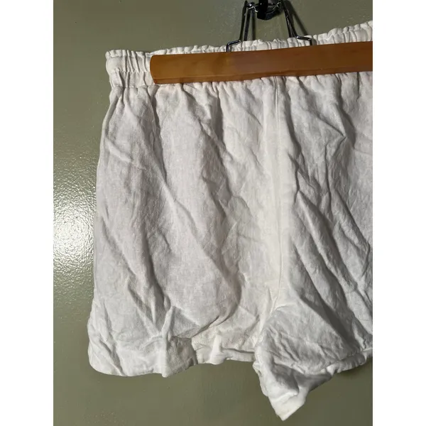 Stradivarius Women's Size Small Shorts Pull On Elastic Tie Waist Pockets White - Image 6