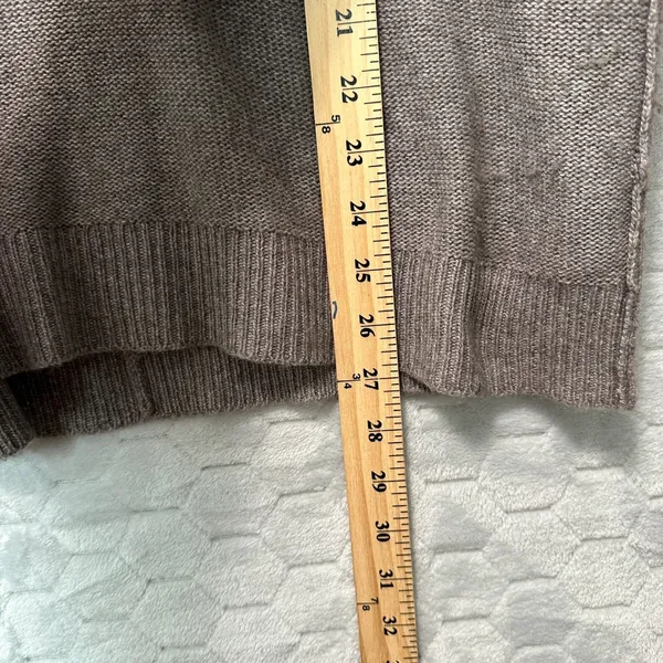 360 Sweater Womens Open Knit Back Panel Lambswool Blend Taupe L Minimalist Luxe - Image 10