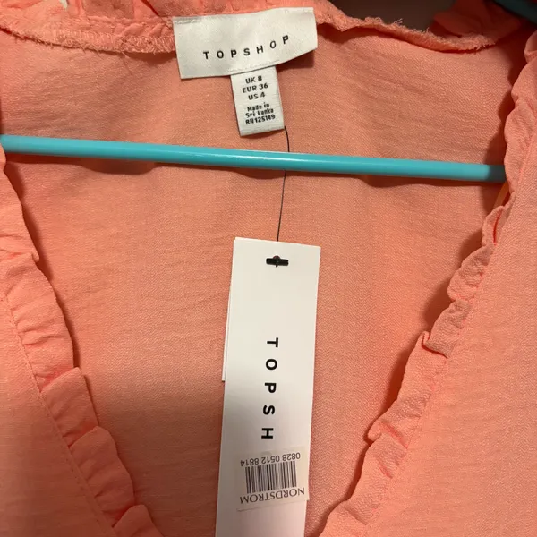 Topshop Coral Ruffle Peplum Blouse - Image 5
