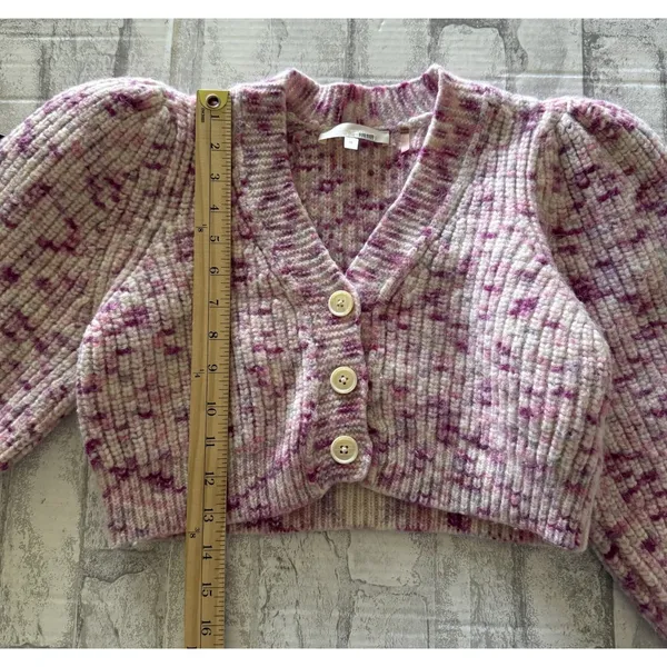 LoveShackFancy Avignon Crop Berry Medley Barbie Coquette Puff Sleeve Cardigan M - Image 9