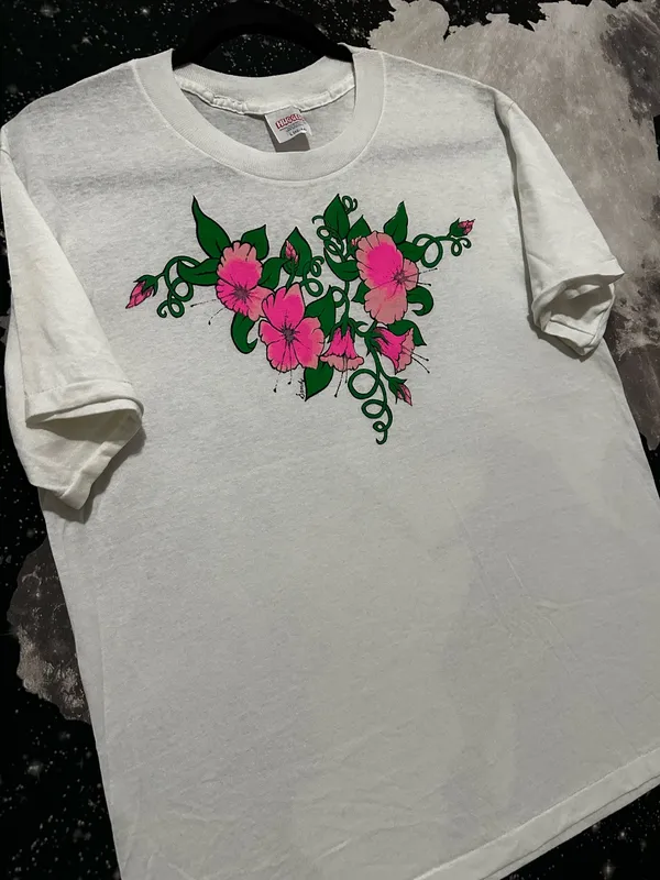 Vintage 80s Single Stitch Floral Vine Graphic Shirt - Image 3