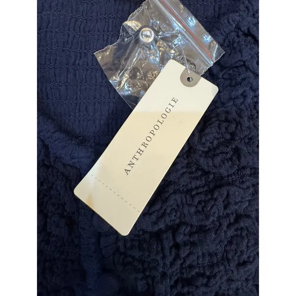 Pilcro Anthropologie Celandine Smocked Crop Top Blue‎ Size Medium Peasant Boho - Image 8
