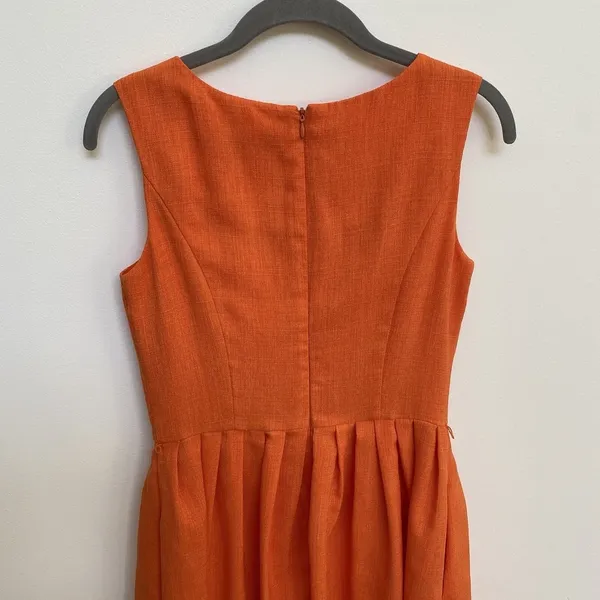 Ellen Tracy Orange Linen Blend Sleeveless Fit & Flare Dress Size‎ 2 - Image 8