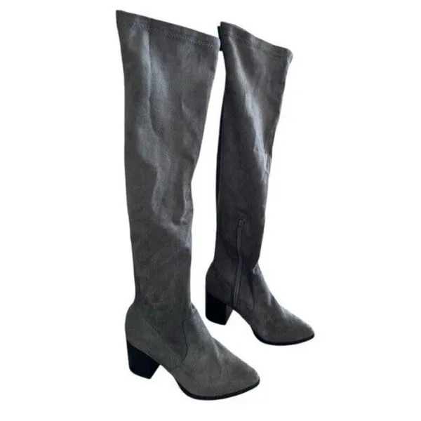 DOLCE VITA Tabbie Suede Over The Knee Gray Block Heel Boot Size 6 - Image 3