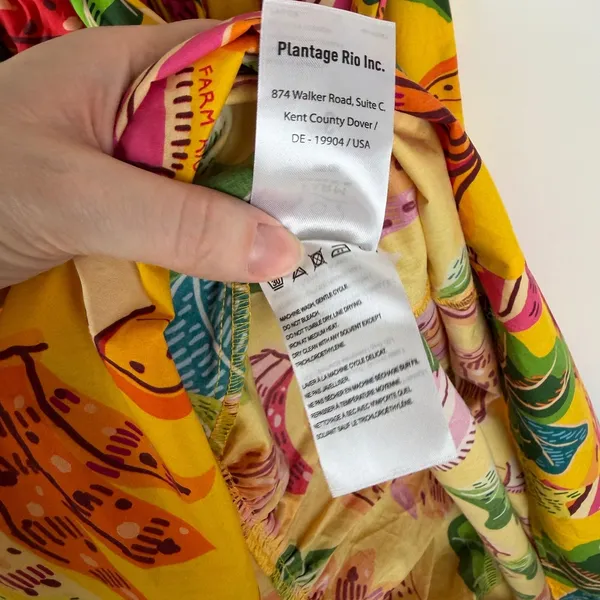 Farm Rio Yellow Beaks & Bananas Cotton Maxi Dress Small Tropical Toucan Tiered‎ - Image 10