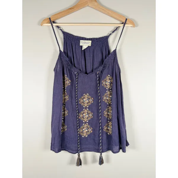 Denim‎ & Supply Ralph Lauren Purple Embroidered Boho Tassel Camisole Top Small - Image 2
